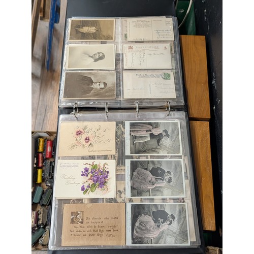 133 - A Large Collection of 200+ Early 20th Century Postcards and Ephemera in a Black Binder