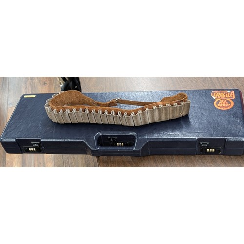 137 - Hardshell Breakdown Gun Case, Made In Italy and Leather Cartridge Belt