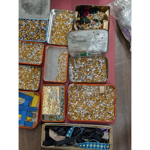 159 - Assortment of Vintage Jeweller's and Watchmaker's Components in Chinoiserie Lacquer Pillar Style Box