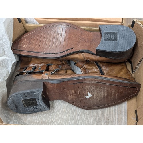 178 - A Pair of Kenneth Cole Men's Brown Distressed Leather Harness Ankle Boots Size 12