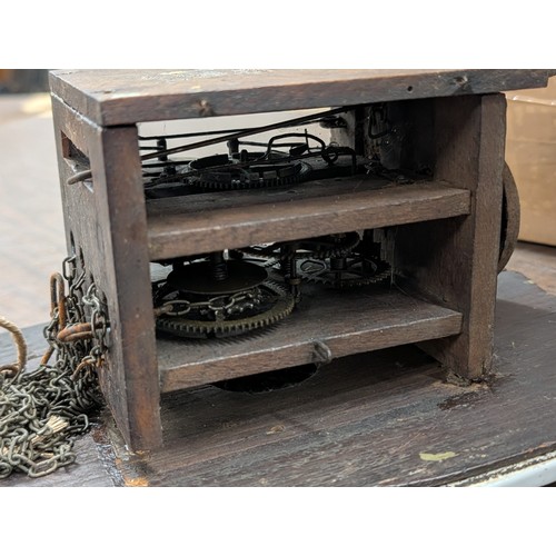 67 - 19th Century German Black Forest Ceramic Shield Wall Clock, Corner section broken off but present an... 