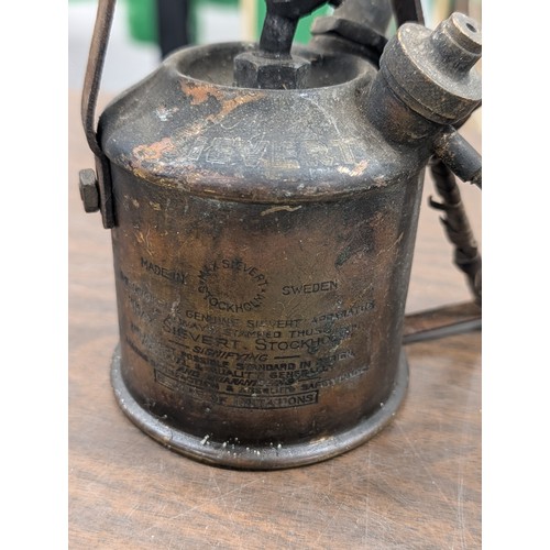 323 - Bundle of Four Antique Brass and Ferrous Metal Blowtorches Including Sievert, Burmos and Bladon Exam... 