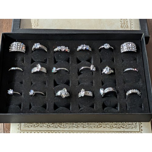 339 - Collection of Eighteen (18) 925 Stamped Dress Rings In Showcase
