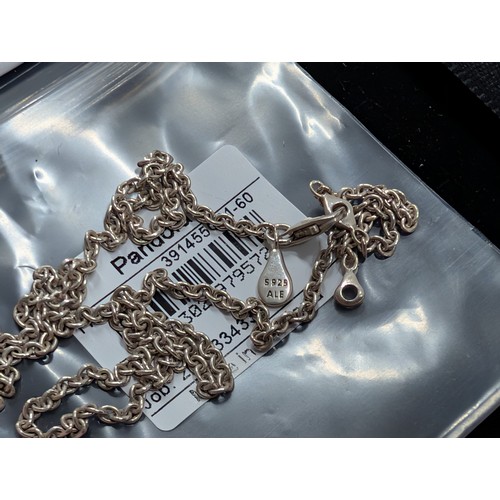342 - Two Pandora Sterling Silver Jewellery Items: Cable Chain Necklace and Floral Motif Ring