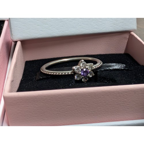 342 - Two Pandora Sterling Silver Jewellery Items: Cable Chain Necklace and Floral Motif Ring