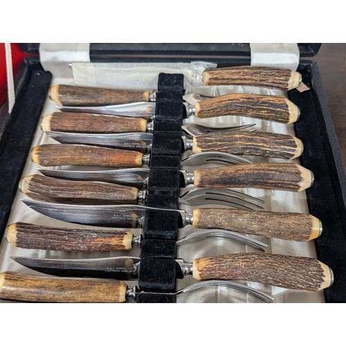 303 - Collection of Sheffield Stag Horn Handled Flatware and Serving Utensils/Table Ware - All proceeds fr... 