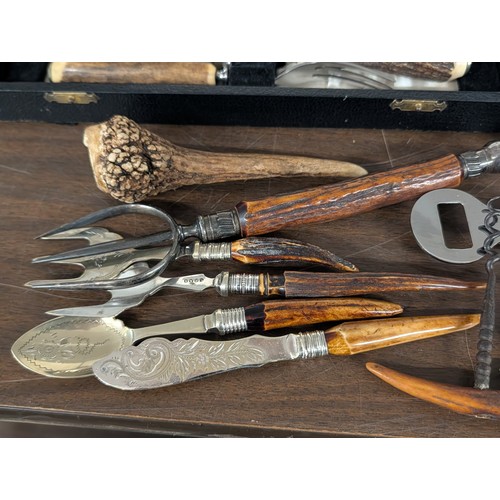 303 - Collection of Sheffield Stag Horn Handled Flatware and Serving Utensils/Table Ware - All proceeds fr... 