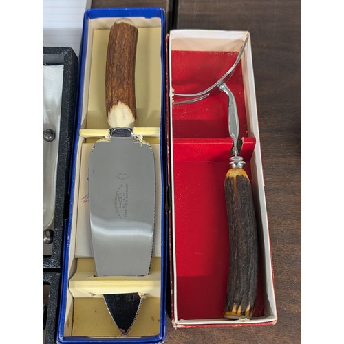 303 - Collection of Sheffield Stag Horn Handled Flatware and Serving Utensils/Table Ware - All proceeds fr... 