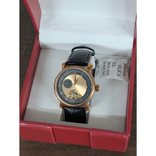 326 - Mastertime Sport Open-Heart Automatic Gold-Tone Dress Watch