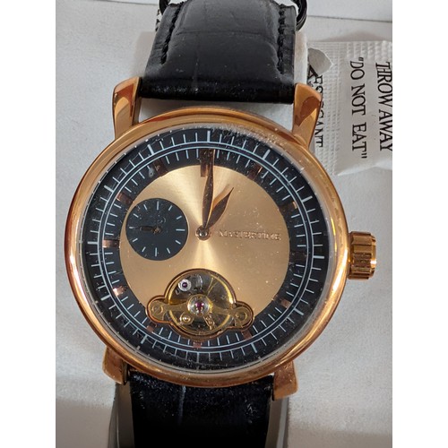 326 - Mastertime Sport Open-Heart Automatic Gold-Tone Dress Watch