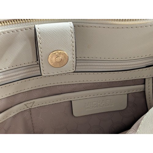 307 - Michael Kors Cream and Snakeskin-Embossed Leather Handbag With Shoulder Strap and Matching Purse