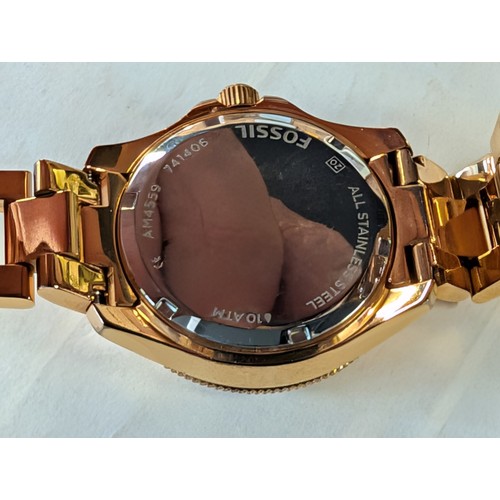 348 - Two Fossil Wristwatches including F2 Ladies Silver-Tone ES-1622 and Men Gold-Tone Chronograph Style ... 