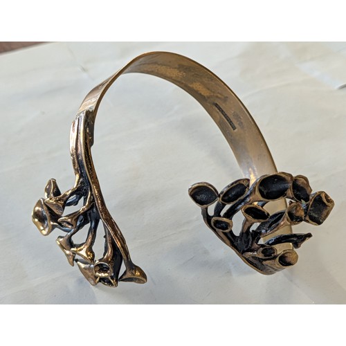 343 - Hannu Ikonen Bronze Reindeer Moss Cuff Bracelet