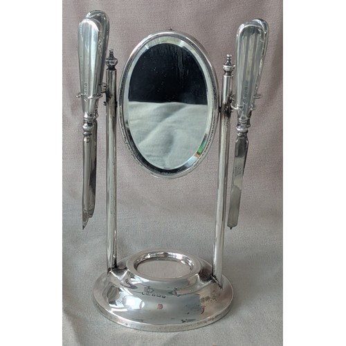 294 - Sterling Silver Adie Bros 1929 Manicure Tools on non-matching 1926 Weighted Mirrored Stand - 290 gm ... 