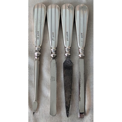 294 - Sterling Silver Adie Bros 1929 Manicure Tools on non-matching 1926 Weighted Mirrored Stand - 290 gm ... 