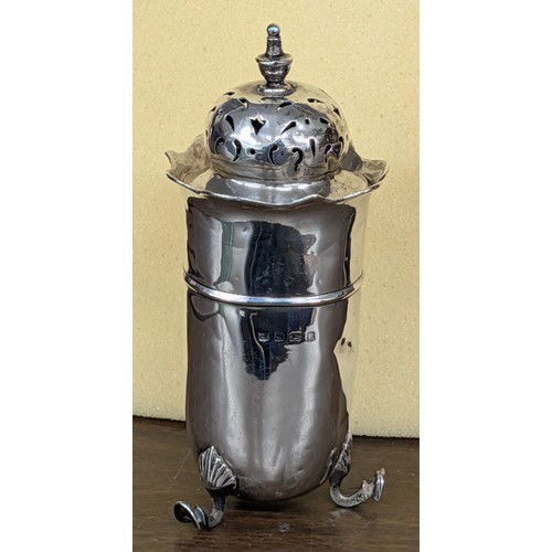 260 - Sterling Silver Sugar Caster on Legs, Birmingham 1912, couple of dents - 120.0