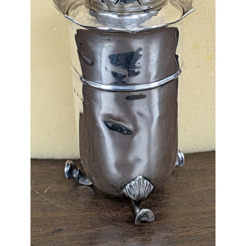 260 - Sterling Silver Sugar Caster on Legs, Birmingham 1912, couple of dents - 120.0