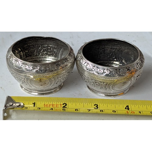 277 - A Pair of 19th Century Repousse Silver Salt Cellars London 1872 - 70.8 gm