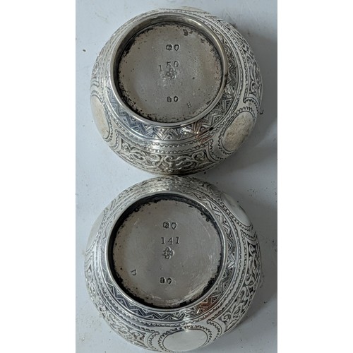 277 - A Pair of 19th Century Repousse Silver Salt Cellars London 1872 - 70.8 gm