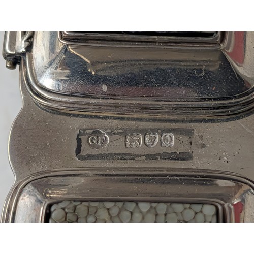278 - Sterling Silver and Shagreen Double Inkstand, Originally Purchased From Chequers Sale Bonhams - Gros... 