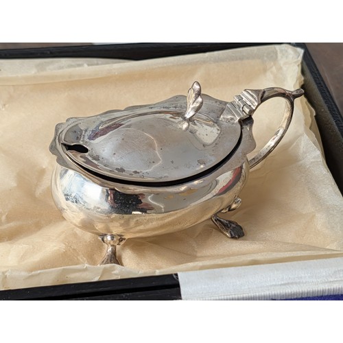 290 - Cased Trio of Birmingham Sterling Silver Condiment Set - 181 gm