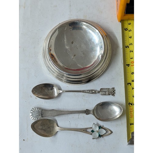 267 - An Assortment of Sterling Silver and Continental Silver Items Including a Weighted Dish and Souvenir... 