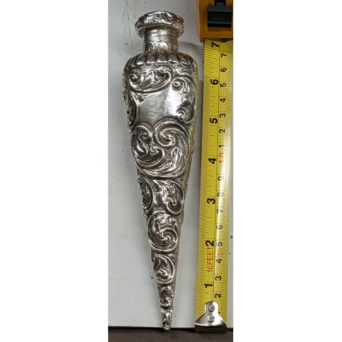 286 - Sterling Silver Conical Repousse Scent Bottle - 141.1 gm