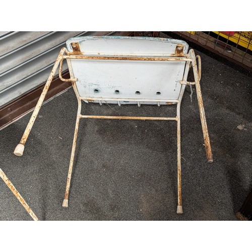 247 - A Pair of Art Deco Era Tubular Metal and Plywood Outdoor Armchairs