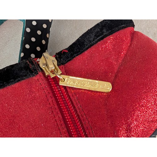 52 - A Pair of Babycham Red Glitter and Polka Dot Platform Ankle Boots Size 7