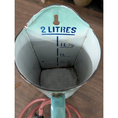 34 - Vintage Enamel Medical Enema Kit with Graduated Reservoir