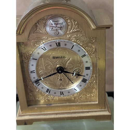 6 - Two mini Desk clocks including a Swiss Swiza 8-day mechanical Alarm and a Staiger quartz clock - All... 