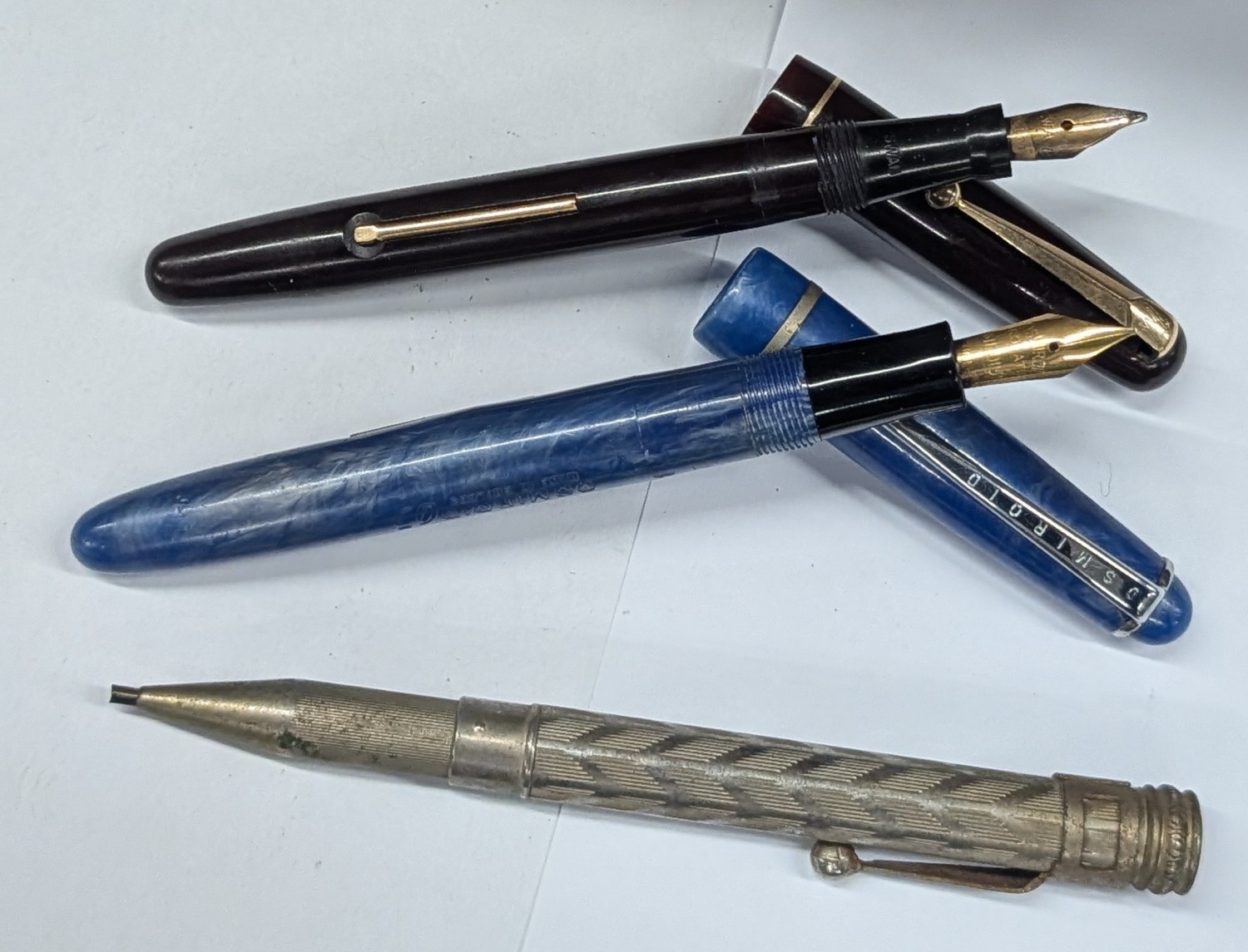 Trio of Vintage Writing Instruments including Swan (14 ct) and Osmiroid ...