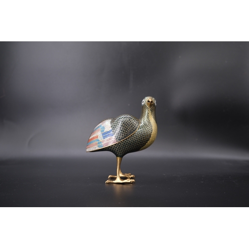 An Attractive Cloisonne Quail, mid Qing dynasty the valiant bird