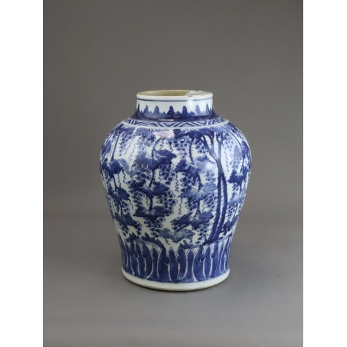 107 - A Blue and White 'Grapes and Tree Shrews' Jar, Kangxi Attractively painted on the baluster sides in ... 