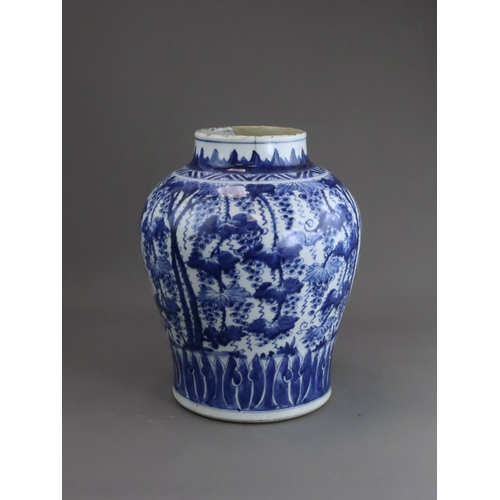 107 - A Blue and White 'Grapes and Tree Shrews' Jar, Kangxi Attractively painted on the baluster sides in ... 