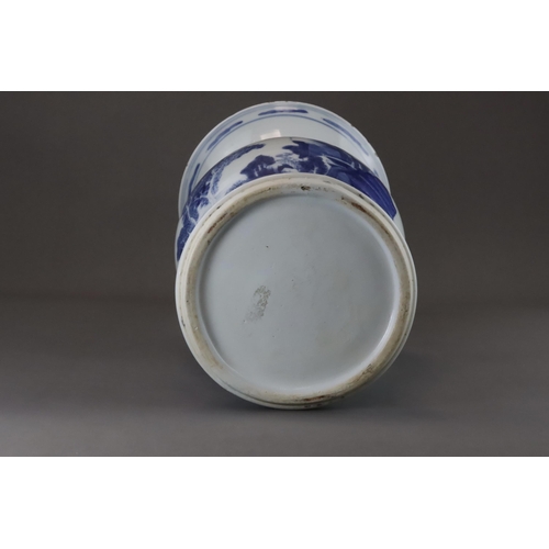 108 - A Blue and White 'Phoenix Tail' Landscape Vase, Kangxi well painted in good blue around both the tru... 