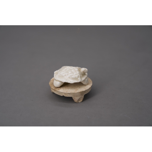 3 - A Ding-type Tortoise and A Pottery Stand, Song dynasty potted in tortoise shape with head and three ... 