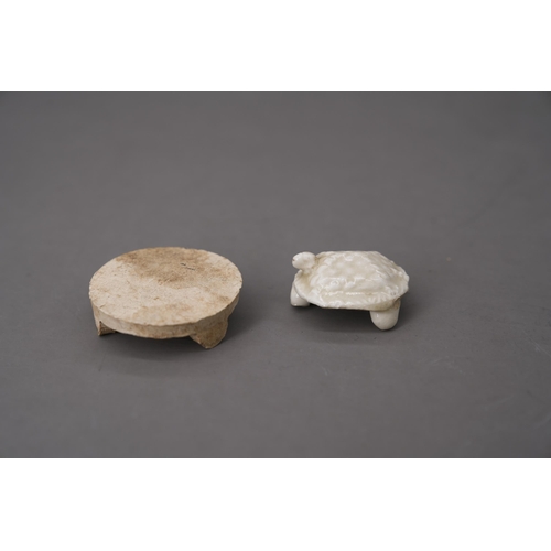 3 - A Ding-type Tortoise and A Pottery Stand, Song dynasty potted in tortoise shape with head and three ... 