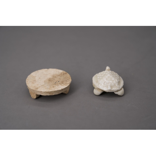 3 - A Ding-type Tortoise and A Pottery Stand, Song dynasty potted in tortoise shape with head and three ... 