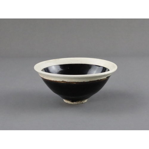 36 - A Fine White-rimmed Black-glazed conical Bowl, Song dynasty of conical form, covered overall with a ... 