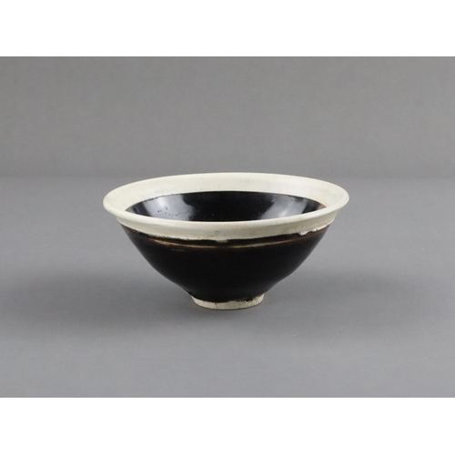 36 - A Fine White-rimmed Black-glazed conical Bowl, Song dynasty of conical form, covered overall with a ... 