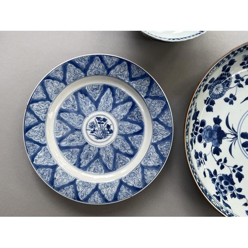 467 - Two Blue and White dishes and one small cup. Kangxi. Two Blue and White dishes and one small cup. Ka... 