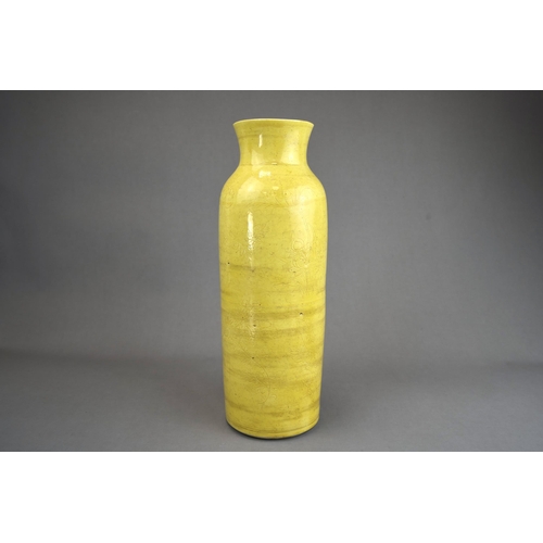 470 - A Yellow-glazed Incised Floral Vase A Yellow-glazed Incised Floral Vase H:34.4cm Relatively good con... 