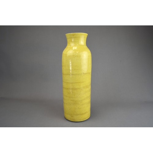 470 - A Yellow-glazed Incised Floral Vase A Yellow-glazed Incised Floral Vase H:34.4cm Relatively good con... 