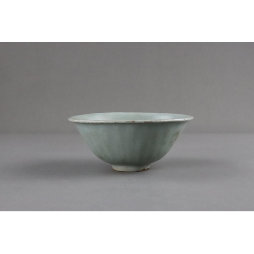 64 - A Longquan Celadon Lotus Bowl with stand, Song dynasty flaring from the short foot to the everted ri... 