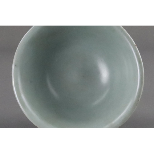 64 - A Longquan Celadon Lotus Bowl with stand, Song dynasty flaring from the short foot to the everted ri... 