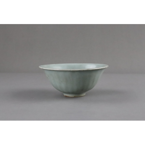 64 - A Longquan Celadon Lotus Bowl with stand, Song dynasty flaring from the short foot to the everted ri... 