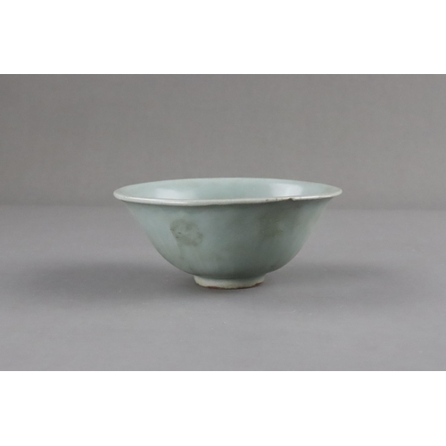 64 - A Longquan Celadon Lotus Bowl with stand, Song dynasty flaring from the short foot to the everted ri... 