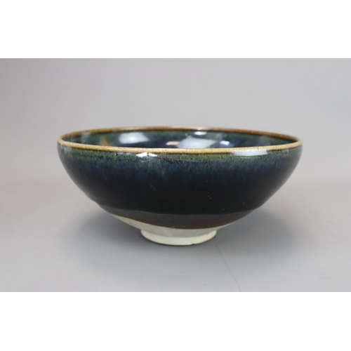 67 - A Cizhou Russet-splashed Black-glazed Bowl, Jin dynasty of conical form to incurved rim, applied ove... 