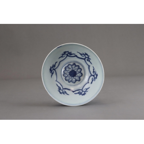 70 - An unusual Blue and White Shallow Bowl, late Ming dynasty, with the central medallion slightly domed... 